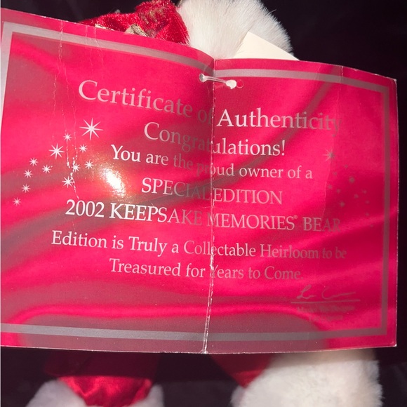 Dan Dee 2002 Keepsake Memories Bear Limited Edition Red Female Christmas Bear - Picture 8 of 13